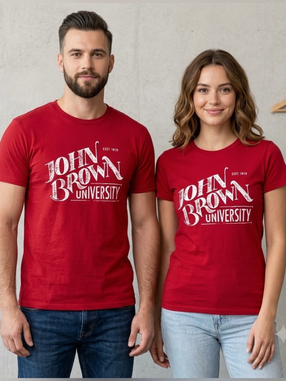 John Brown University Red Graphic Crew Neck T-Shirt, Men’s Size Medium Unisex
